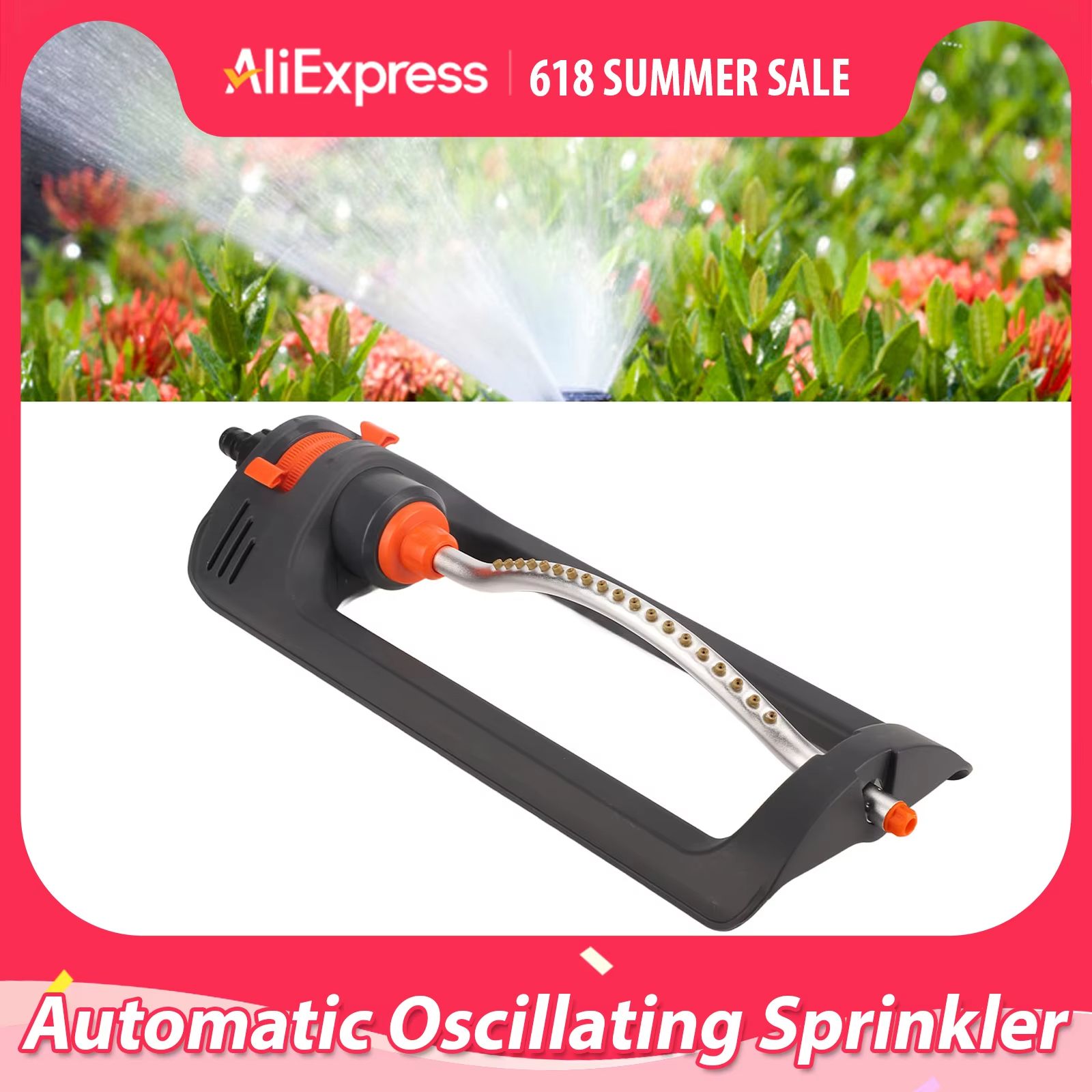 Automatic Oscillating Lawn Sprinkler 19 Hole 4 Modes Watering Device for Home Garden