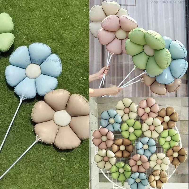 Matte Macaron Daisy Flower Aluminum Foil Balloon Party Decoration