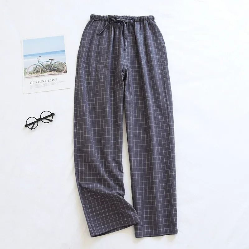 Mens Plaid Cotton Pajama Pants | Breathable Summer Sleepwear