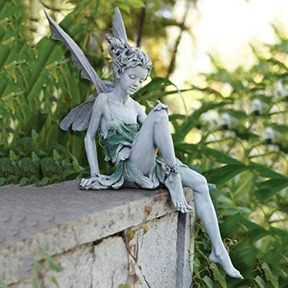 Flute Angel Garden Fairy Statue – Elegant Outdoor Angel Sculpture for Serene Yard Decor