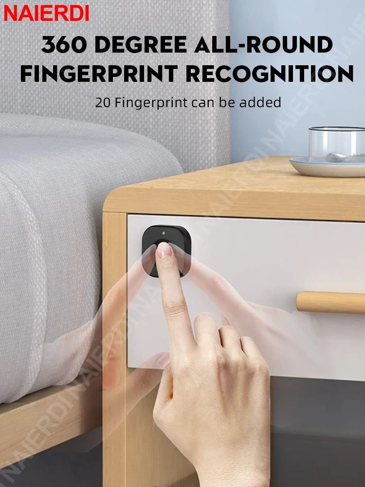 NAIERDI Smart Biometric Cabinet Lock Smart Fingerprint Keyless Lock for Lockers Drawers