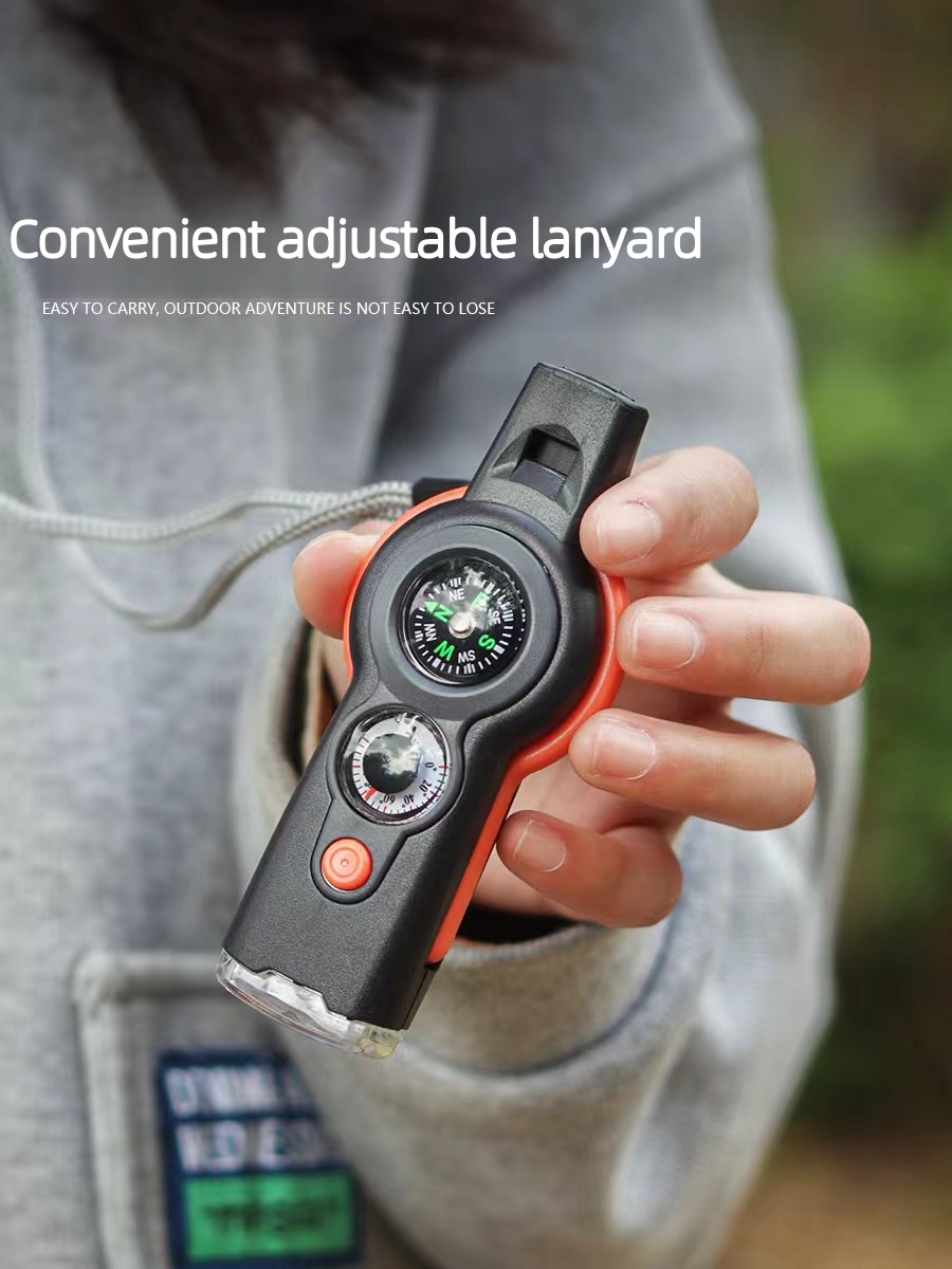 Emergency Survival Whistle with Compass and LED Light