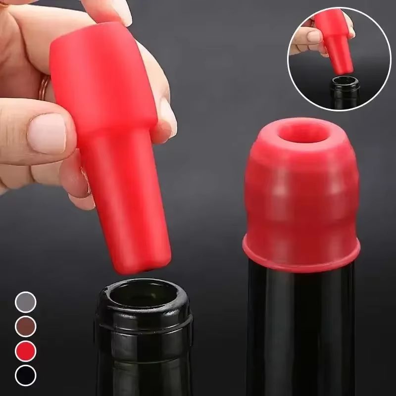 Universal Silicone Wine Bottle Stopper with Double Seal Leakproof Cap