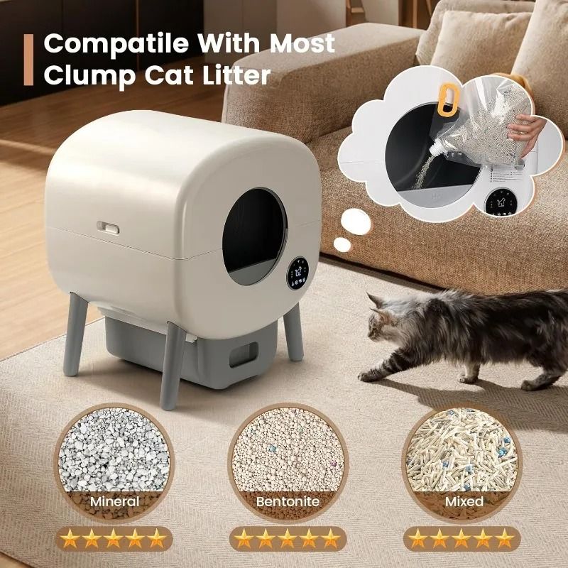 Extra Large Automatic Self-Cleaning Litter Box with App Control and Ambient Light