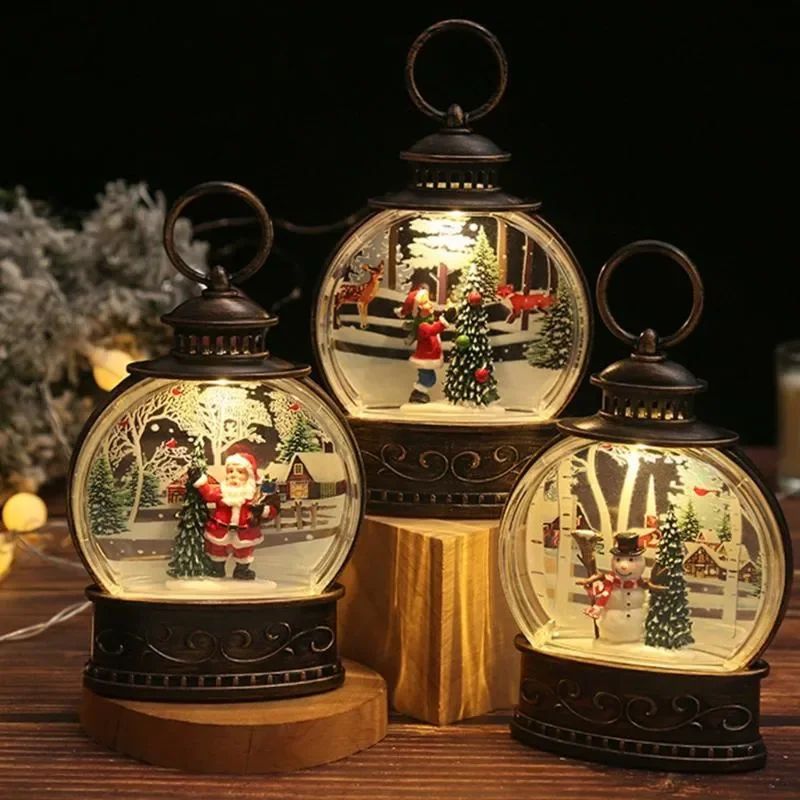 Lighted Christmas Snow Globe Lantern LED Holiday Night Light