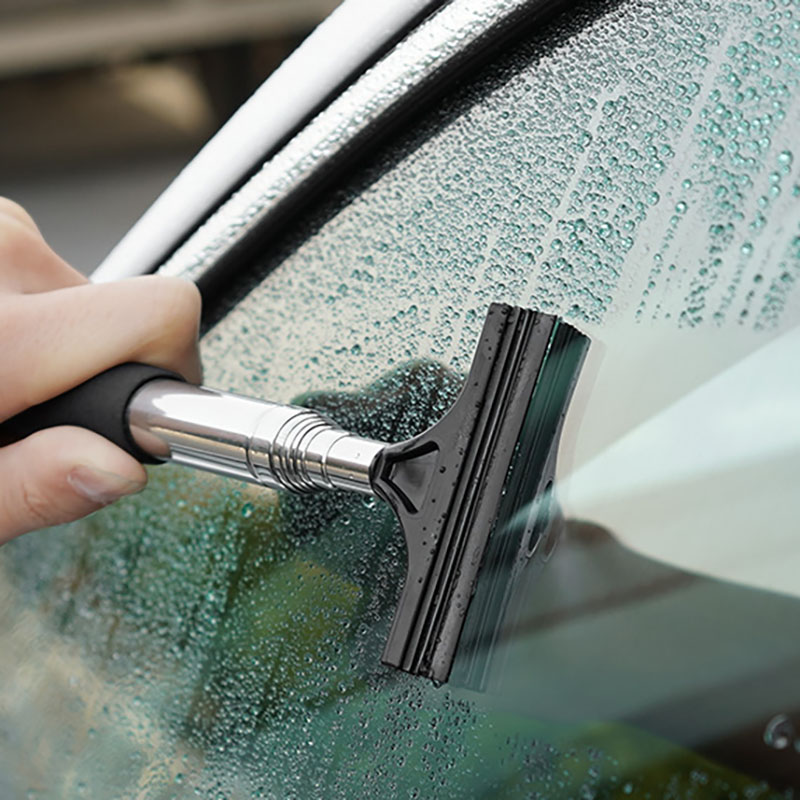 Car Rearview Mirror Wiper & Auto Glass Cleaner Tool Telescopic Window Scraper & Brush for Easy Car Cleaning