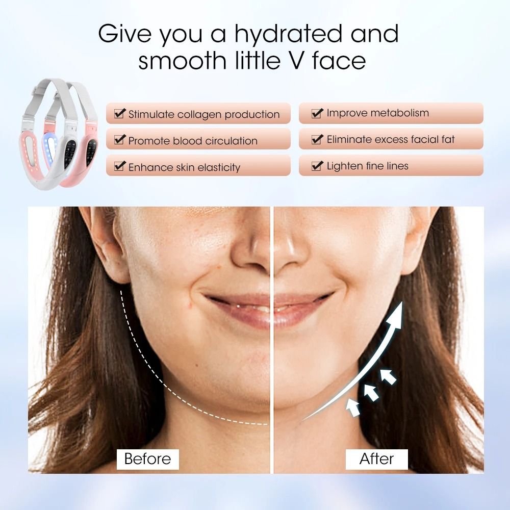 Face Lifting Device Red Light Skin Rejuvenation V Face Massager Double Chin Lift Up Remote Control