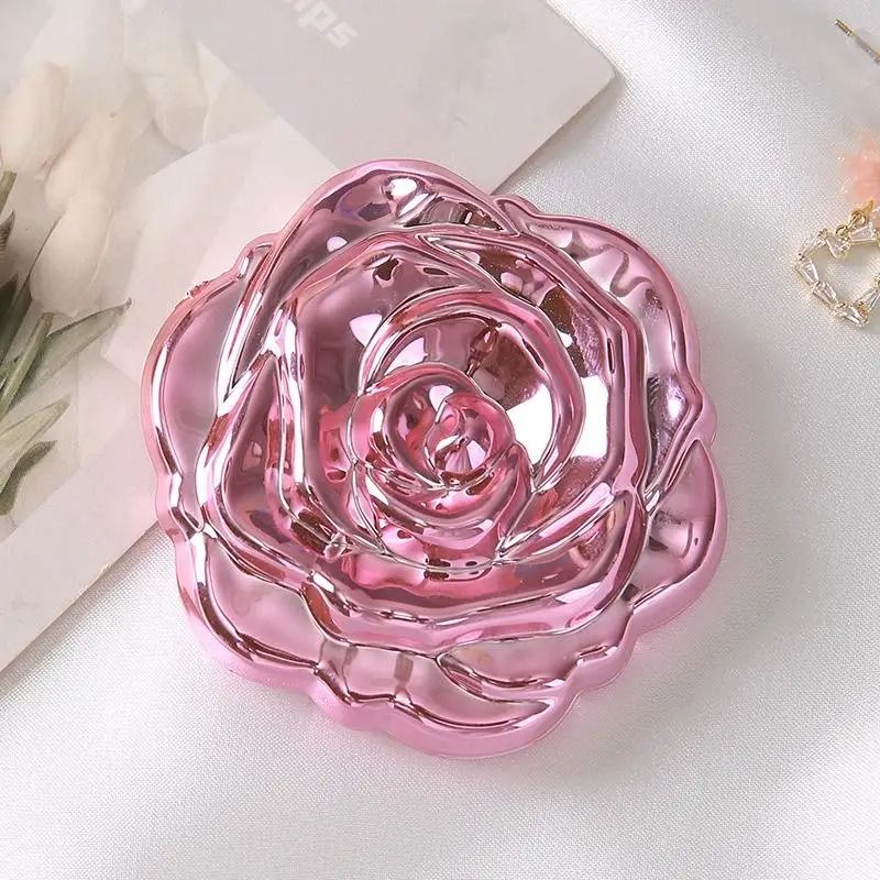 Retro Rose Compact Mirror – Portable Double-Sided Floral Pocket Mirror