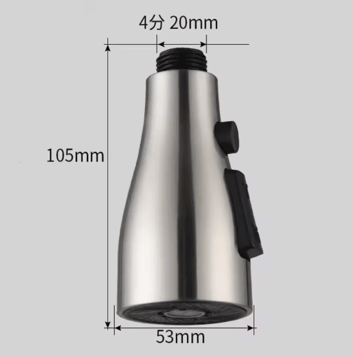 3 Mode Kitchen Faucet Sprayer Head Replacement with 1 to 2 Inch Connector