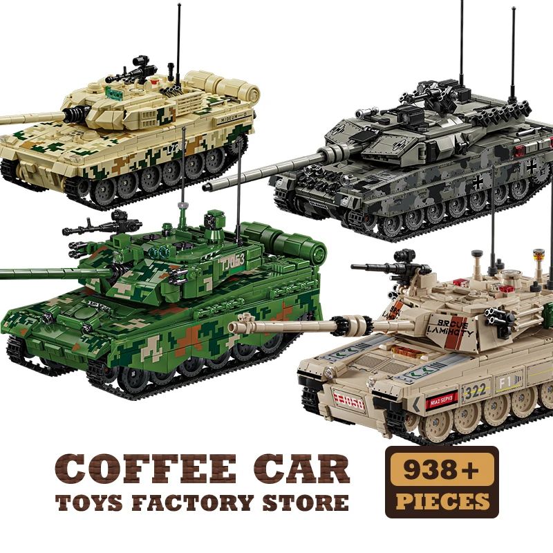 WW2 Military Classic Tank Building Blocks Set Army Armored Car Model Toy