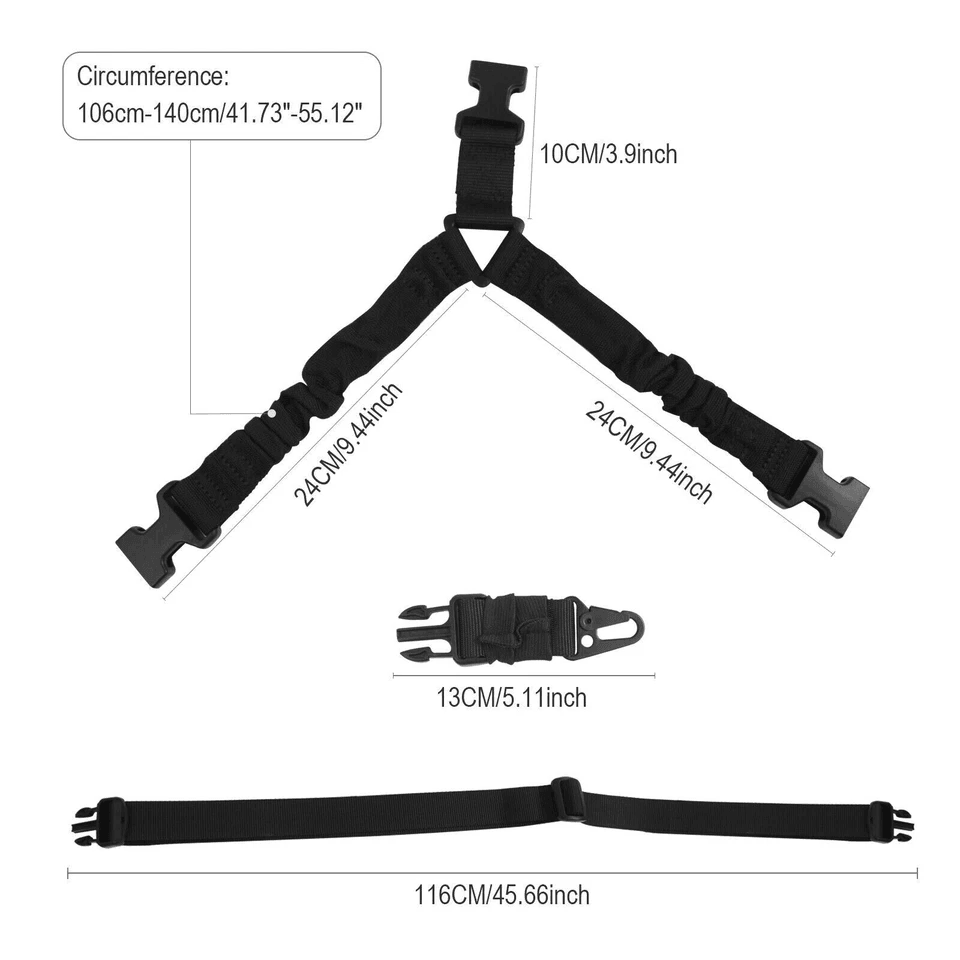 Tactical One Single Point Sling Strap Bungee Rifle Gun Sling with QD Buckle, Quick Release Hunting & Shooting Gear