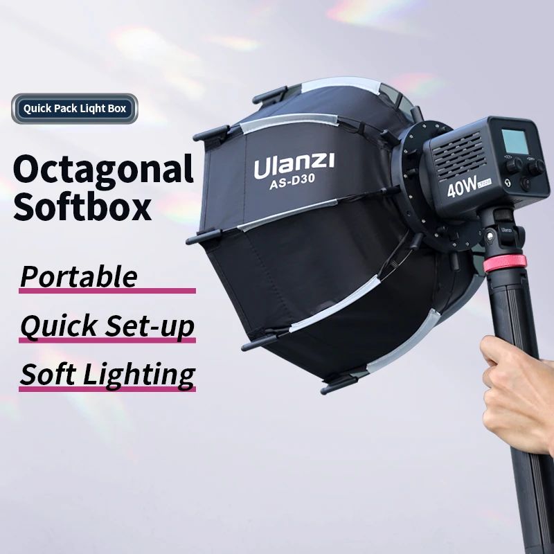 Ulanzi AS-D30 11.81in Octagonal Softbox with Mini Bowens Mount for 40W COB Video Lights