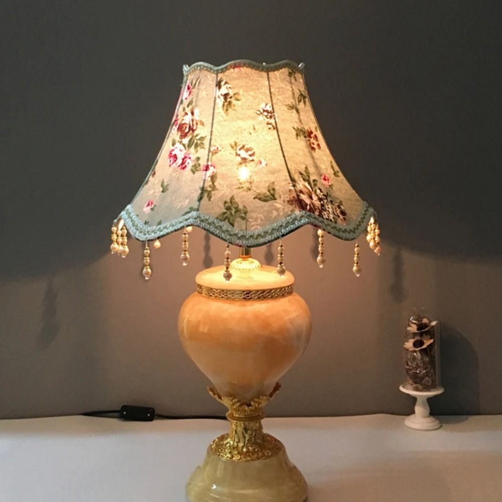 European Pearl Tassel Lampshade Cover for Table Floor Lamp – Elegant Fabric Shade