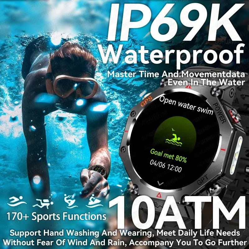 T-Rex 3 Ultra Military Smart Watch – 10ATM Waterproof, GPS & AMOLED – Pro Compass & Altimeter Men's SmartWatch