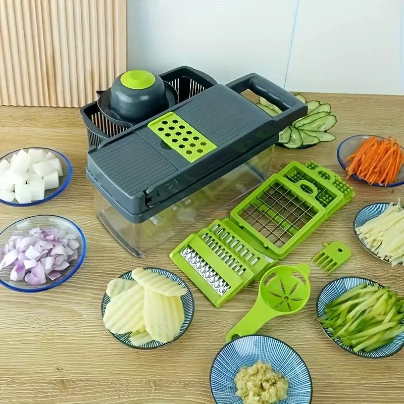 14-in-1 Vegetable Chopper & Mandoline Slicer Set with Interchangeable Blades