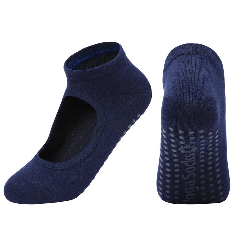 Customized Womens Backless Anti-Slip Pilates Socks – Breathable Cotton 5-Toe Yoga & Ballet Fitness Grip Socks
