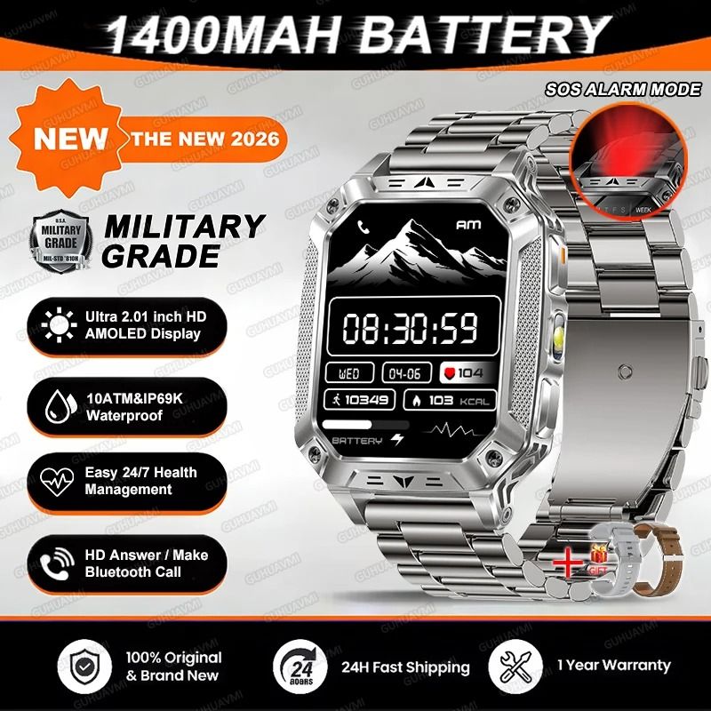 TANK Elite Military GPS Smartwatch | 1400mAh Battery & 2.01