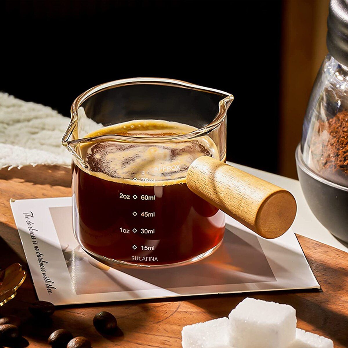 Glass Espresso Measuring Cup, Double/Single Mouth Glass Milk Jug, with Handle, Glass Scale Measuring Mugs