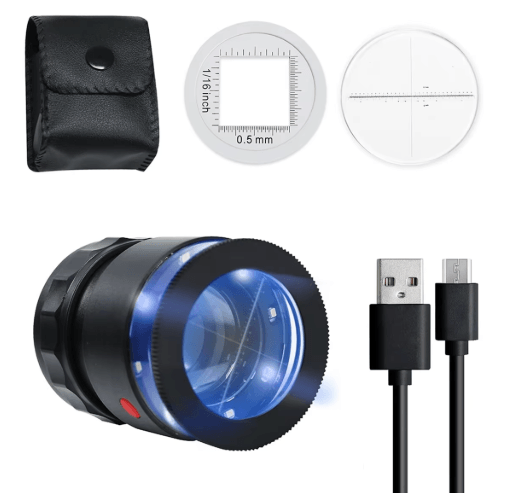 ABKY 10 Rechargeable Jewelers Loupe Magnifier with LED Light and Scale