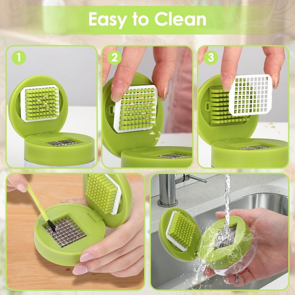 Stainless Steel Garlic Press & Mincer Kitchen Tool Set with Ginger Crusher and Vegetable Slicer