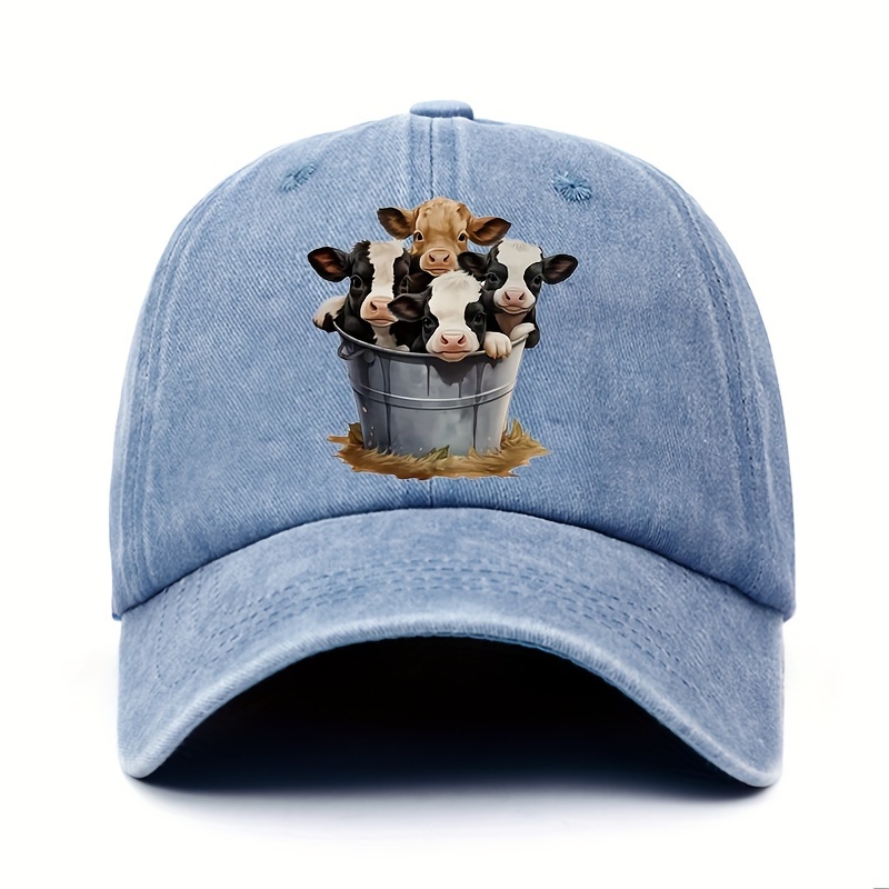Adjustable Cow Print Baseball Cap, Outdoor Sun Protection Hat, Casual Duckbill Cap for Men and Women