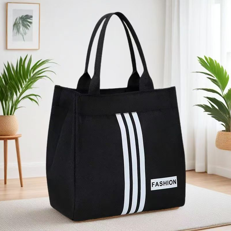 Fashionable Three-Bar Oxford Lunch Box Handbag | Portable Bento Bag for On-the-Go