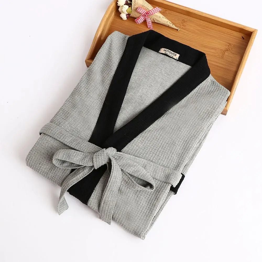 Mens & Womens Cotton Waffle Kimono Robe – Professional Couple's Sauna Yukata & Casual Home Wear