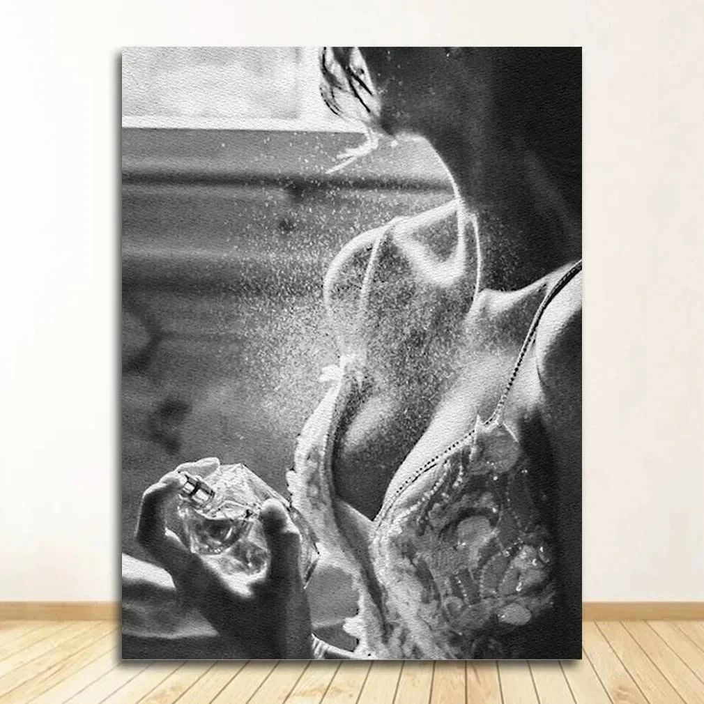 Vintage Fashion Wall Art Poster Woman Perfume Canvas for Elegant Aesthetic Room Decor