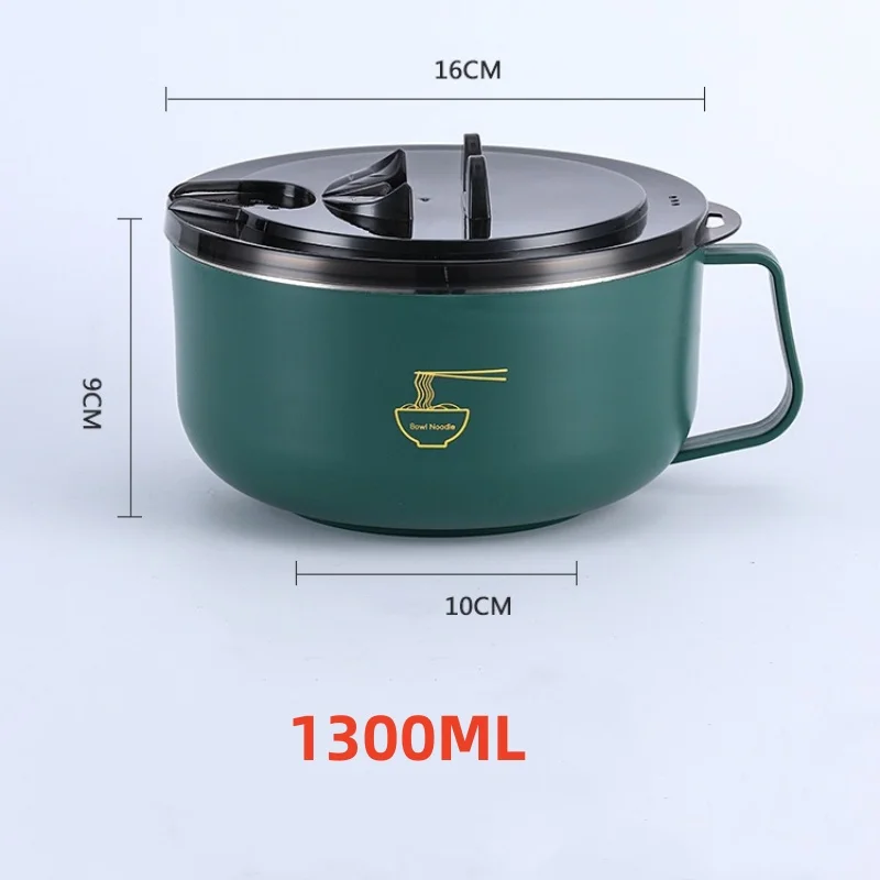 Stainless Steel Noodle Bowl with Lid Heat-Resistant Instant Noodles Cooker