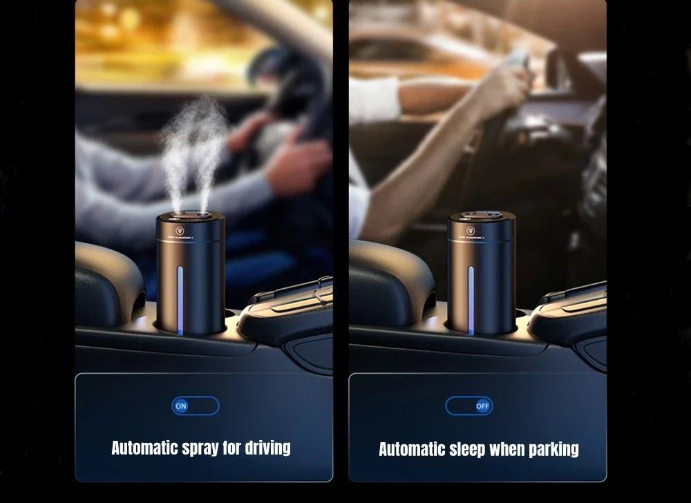 Dual Spray Car Air Humidifier & Purifier – Aluminum Alloy Essential Oil Diffuser (380ml)