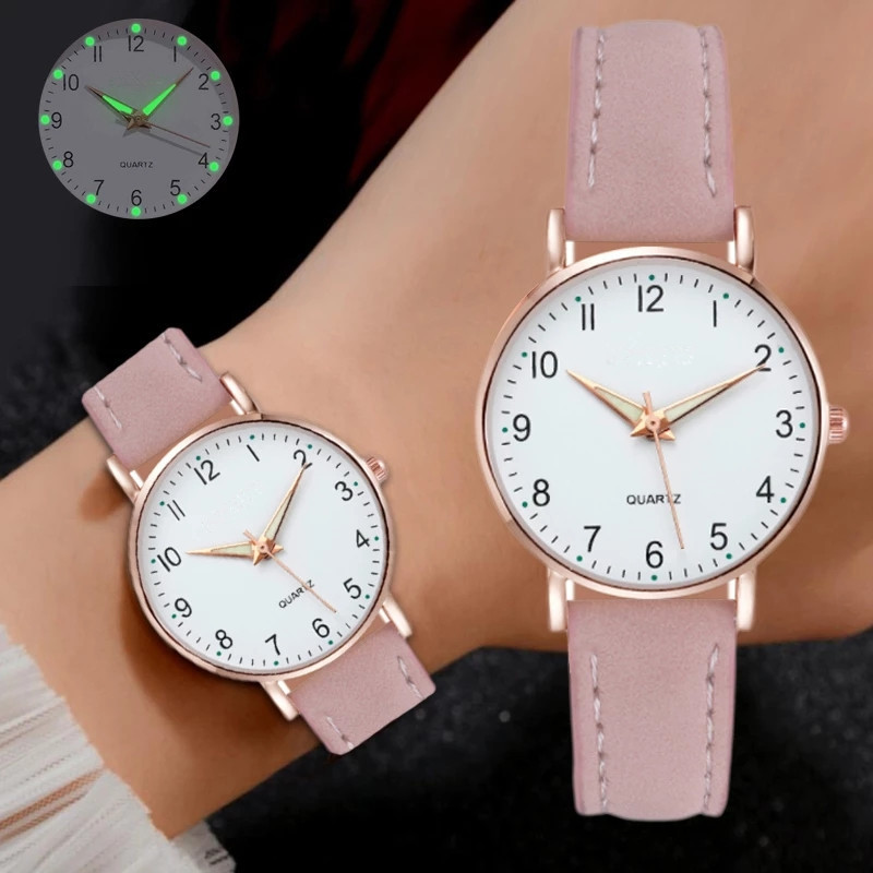 Luxury Leather Quartz Watch for Women Elegant Backlight Wristwatch for Ladies
