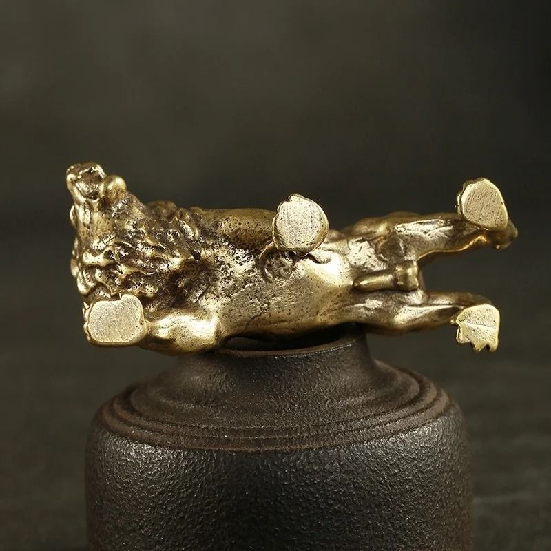 RegalPride Antique Bronze Lion King Statue Mini Brass Sculpture