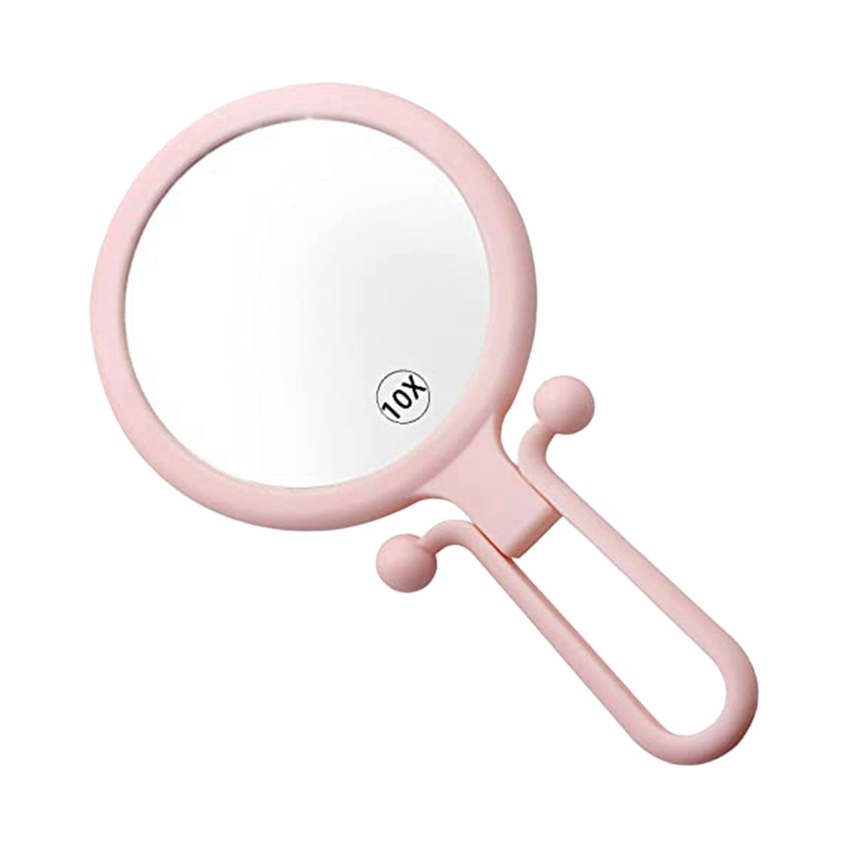Double Sided Folding Makeup Mirror, 10X Handheld Magnifier, Portable Handheld Mirror with Adjustable Handle for Beauty