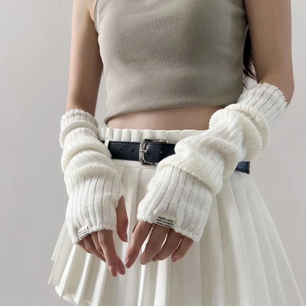 Elegant Lace-Trimmed Knitted Arm Warmers - Lolita & Harajuku Style