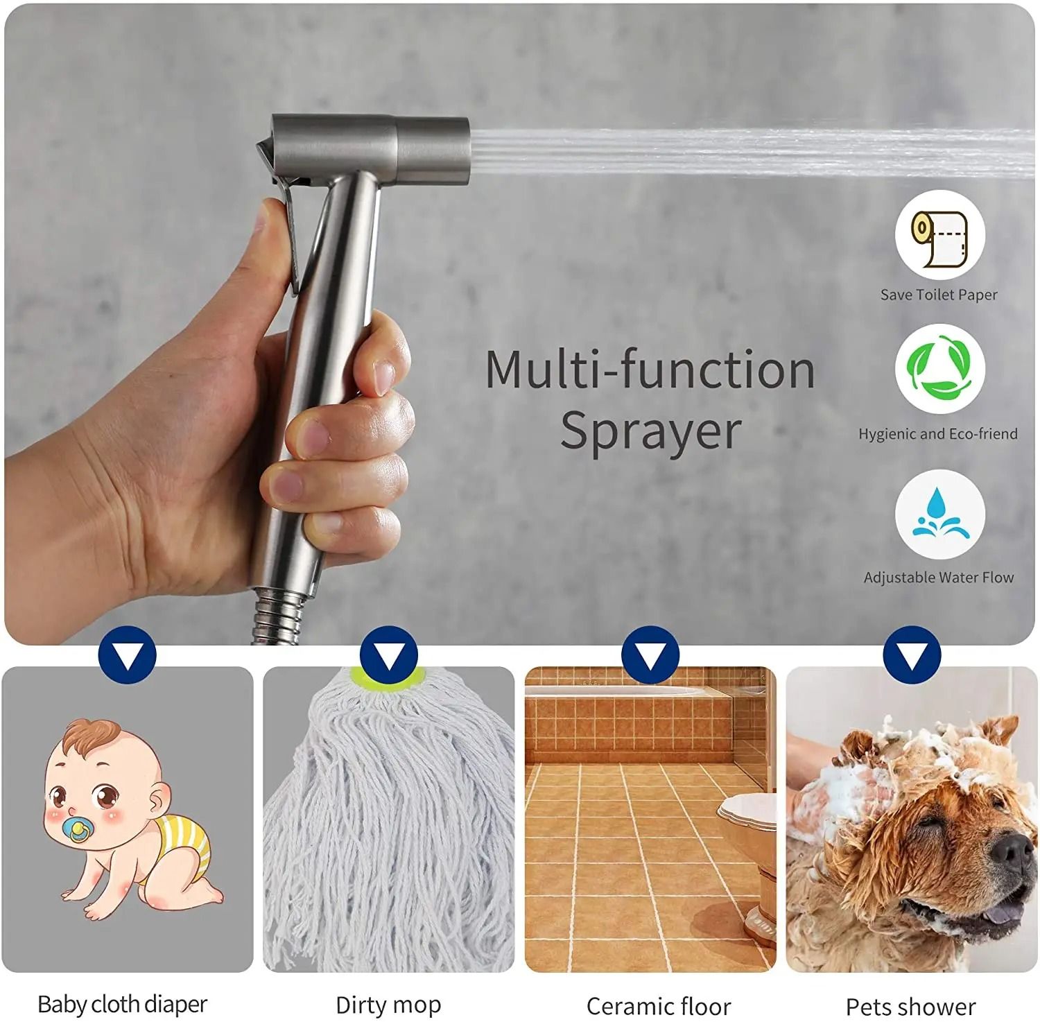 Stainless Steel Handheld Toilet Bidet Sprayer Kit