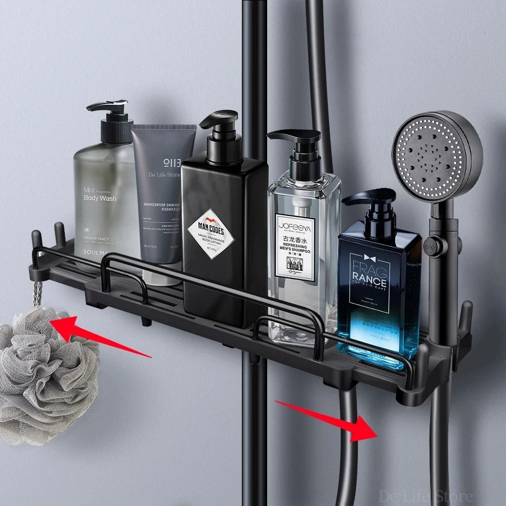 Extendable No-Drill Shower Shelf – Versatile Shampoo Tray and Telescopic Storage Holder for Modern Bathrooms