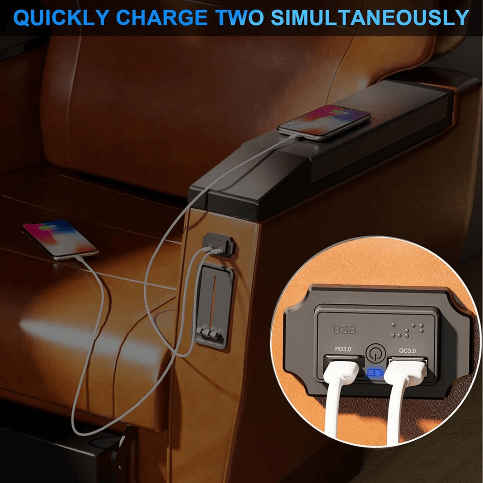 Car USB PD Socket Charger Adapter with Touch Switch & Braille