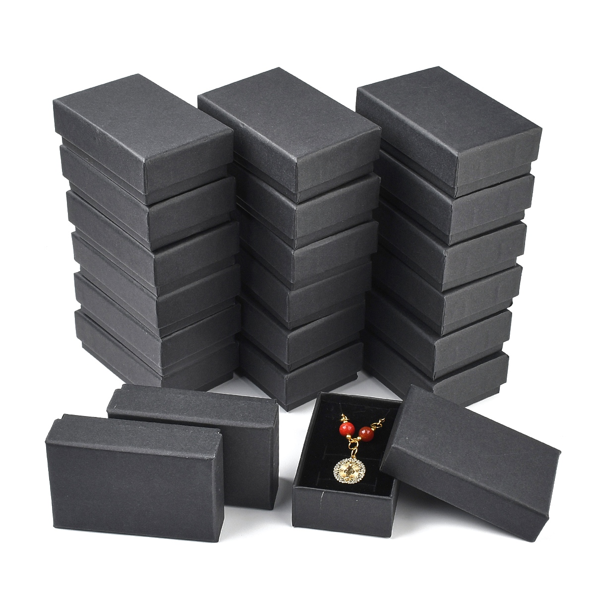 Kraft Paper Jewelry Boxes, Ring Box, Rectangle For Mother's Day Gift Packaging