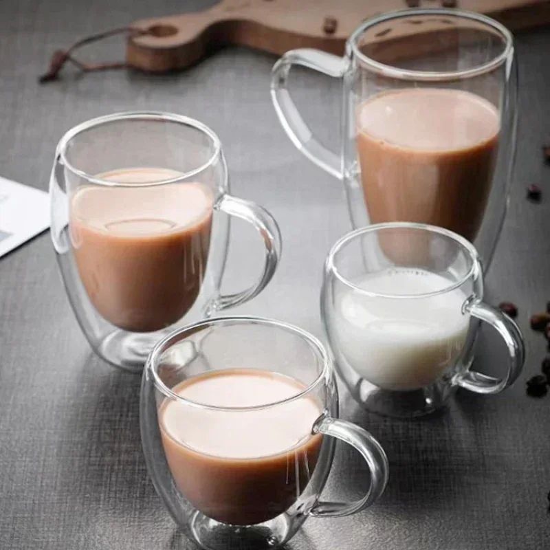 Double Wall Transparent Borosilicate Glass Coffee Cup – Insulated Espresso & Milk Mug