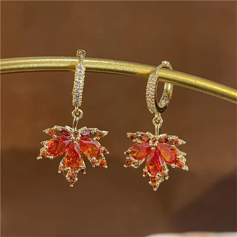 Elegant Crystal Leaf Drop Earrings