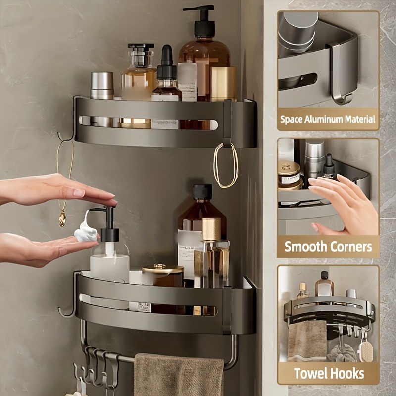 Wall-Mounted Corner Shelf Storage Rack for Shampoo, Makeup, and Accessories, Home Storage Solution