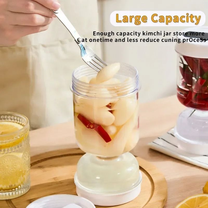 Duo-Chamber Pickle Hourglass with Integrated Fork