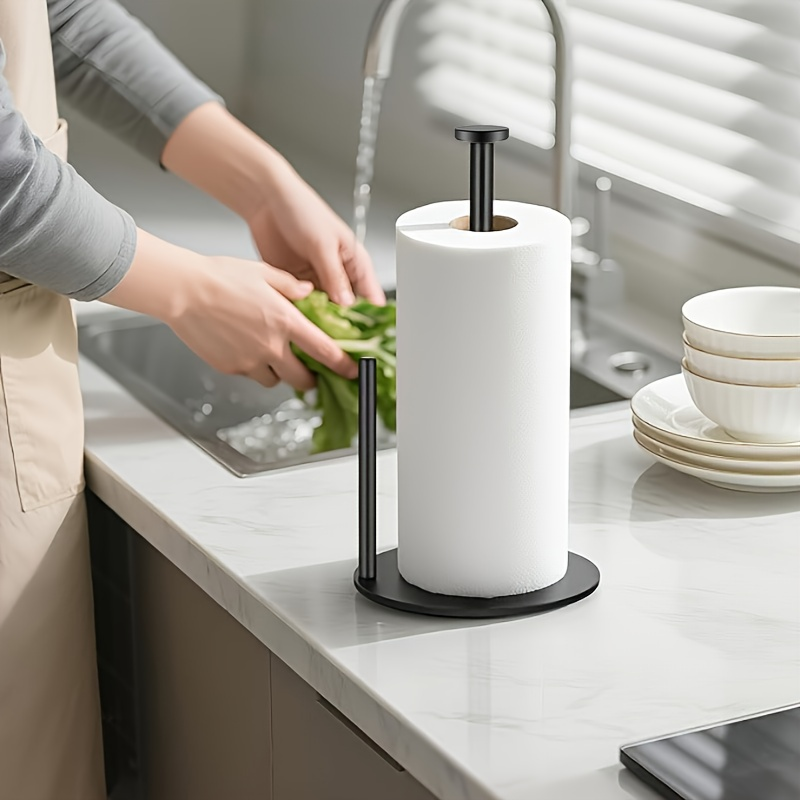 Steady Paper Roll Holder, Paper Towel Holder Countertop, Weighted Paper Towel Stand for Kitchen Bathroom