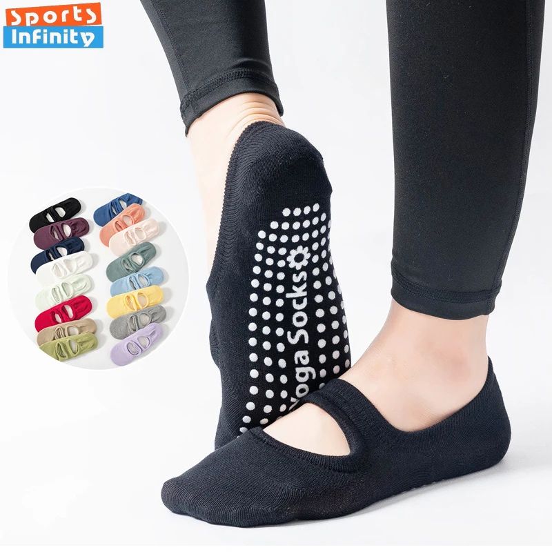 Womens Silicone Anti-Slip Backless Yoga Socks US 5-10.5– Non-Slip Pilates & Ballet Fitness Grip Socks
