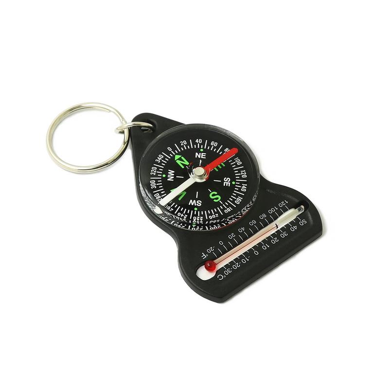 Mini Survival Compass Keychain with Thermometer Portable Outdoor Navigation Tool