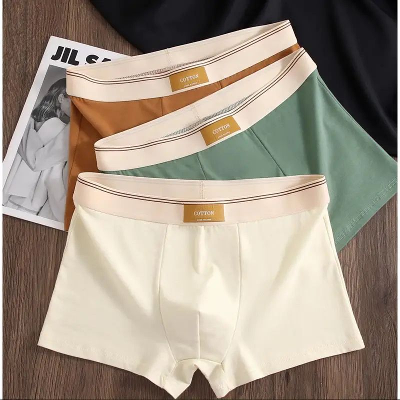 3 Pack mens cotton boxer briefs breathable solid color comfort underwear