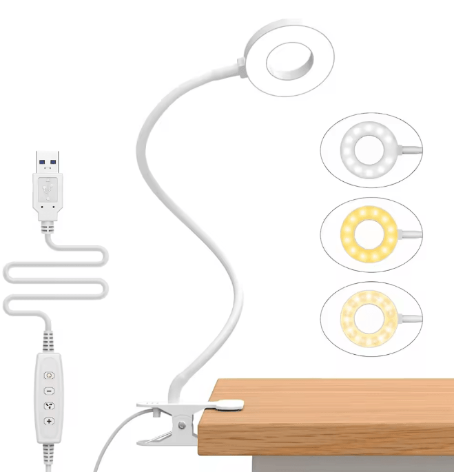 USB LED Clip On Desk Lamp Flexible Book Reading Light