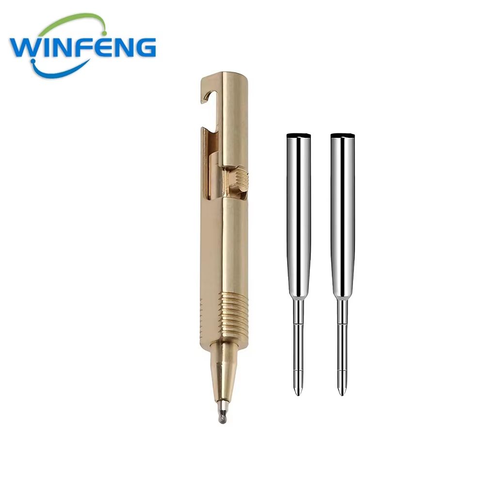 Retro Brass Mini Bolt Action Pen Compact EDC Tactical Ballpoint Pen