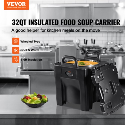 Insulated Food Carrier, Stackable Catering Hot Box w/ Stainless Steel Barrel, LLDPE Top Load Food Warmer for Restaurant