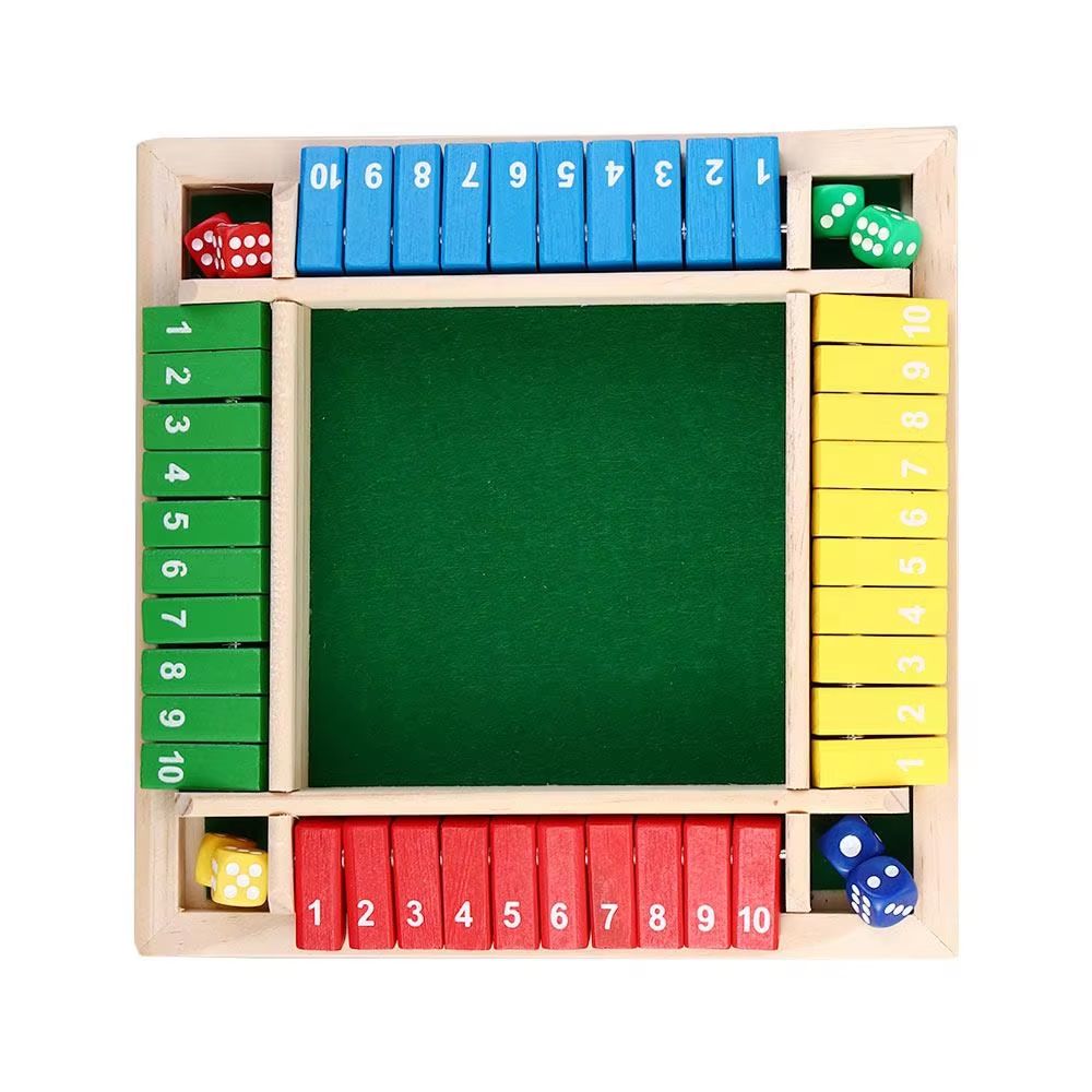 4 player board game shut the box game Wooden Arithmetic Dice Flip-Tile Set